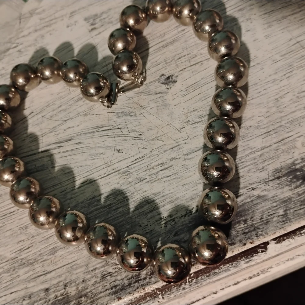 Classic Silver Bead Necklace - Picture 3 of 8